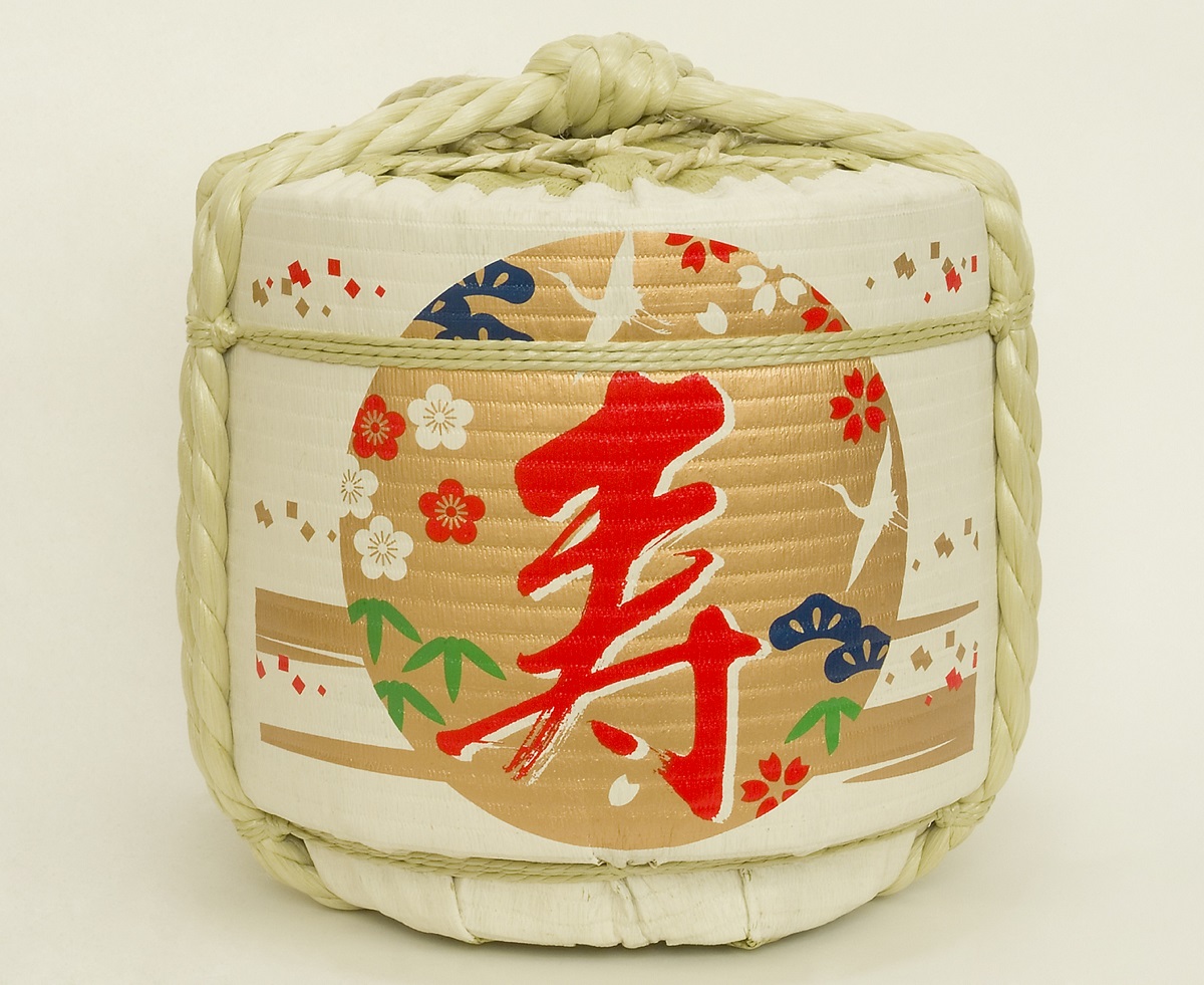 Display / Ceremonial Sake Barrel | Flying Cranes 