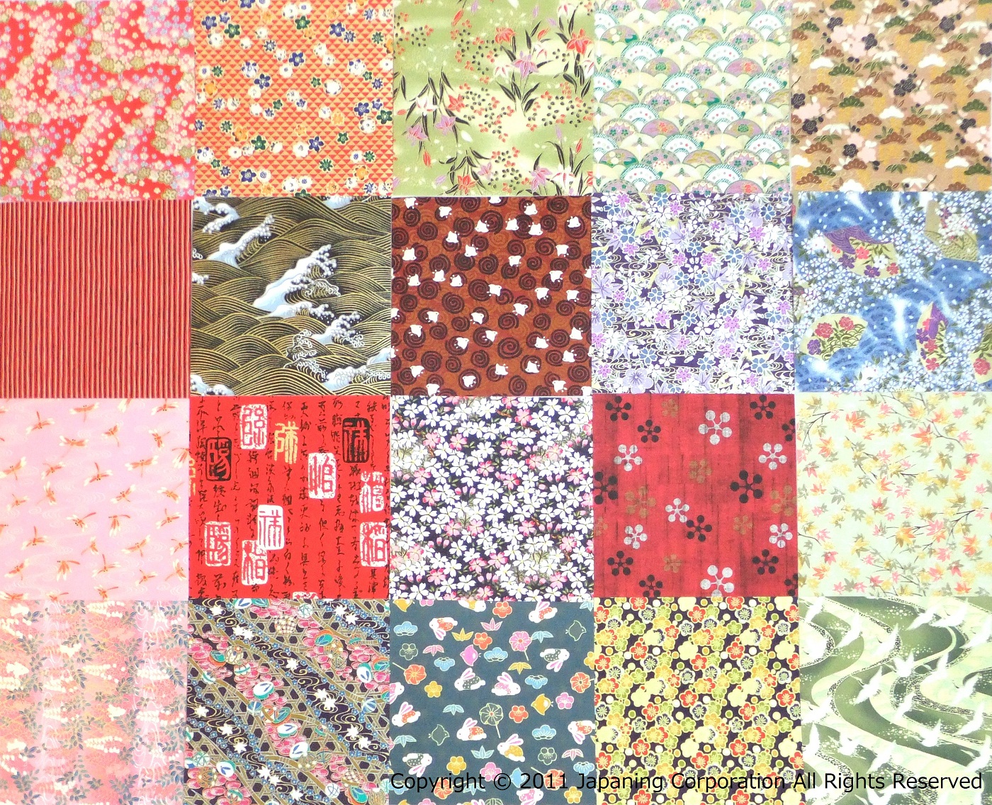 Set Of 20 Assorted Kimono Design Origami Papers Yuzen