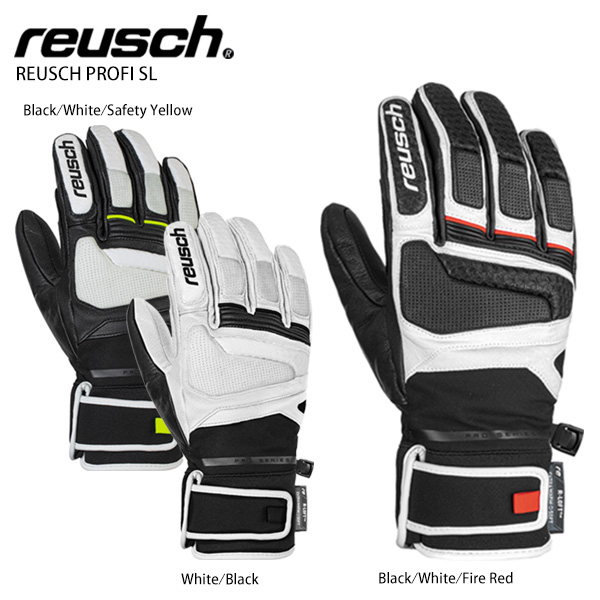 Reusch Profi SL Black Snow Ski Glove Black White Fire Red